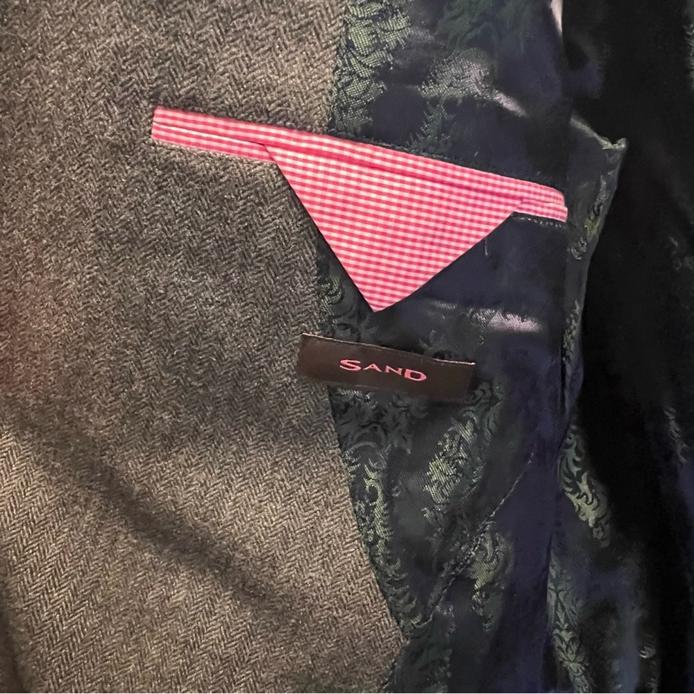 SAND Copenhagen Gray Herringbone Wool Blend Blazer - Picture 3 of 9